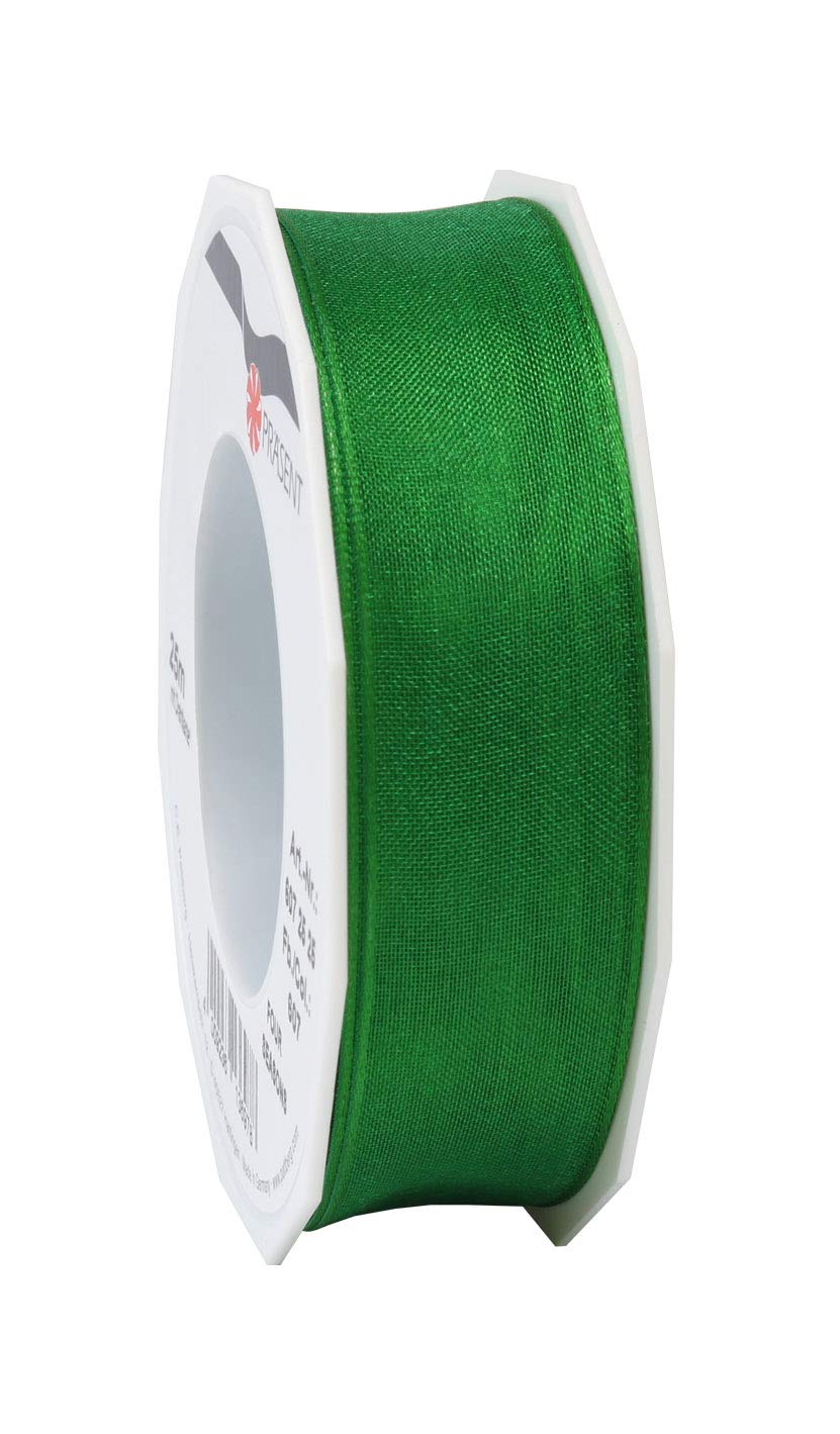 Präsent - Four Seasons Organza Wired Edge Ribbon Golf Green 25 mm Width, 25 m Length