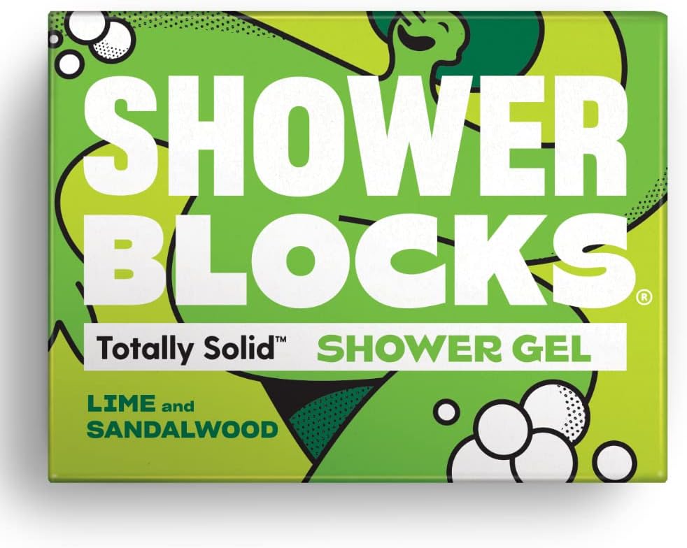 Shower Blocks Lime & Sandalwood Solid Shower Gel Bar - Vegan, Paraben Free