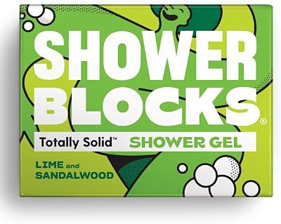 Shower Blocks Lime & Sandalwood Solid Shower Gel Bar - Vegan, Paraben Free