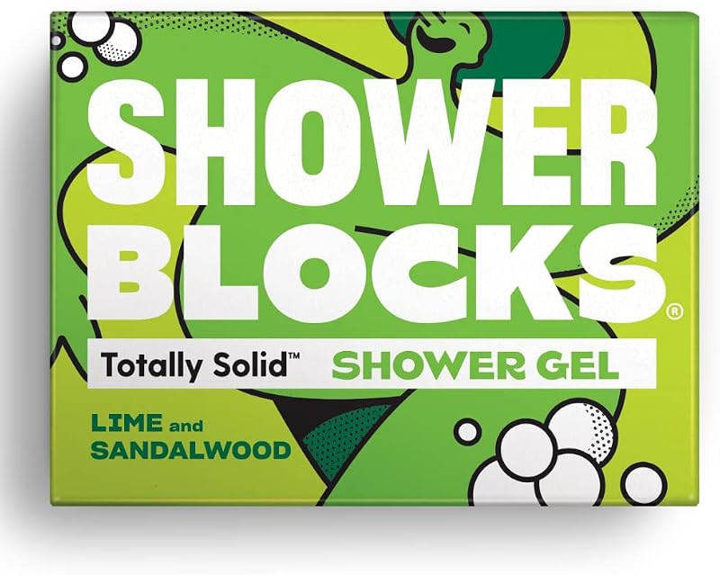 Shower Blocks Lime & Sandalwood Solid Shower Gel Bar - Vegan, Paraben Free