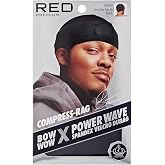 Red by Kiss Bow Wow X Power Wave Durag, Adjustable Compression Cap with Hook-and-Loop Strap, Cape-Less Tail-Less Wave Cap for Men &amp; Women, for 360 Waves, Locs, Braids &amp; Finger Waves, Spandex, Black