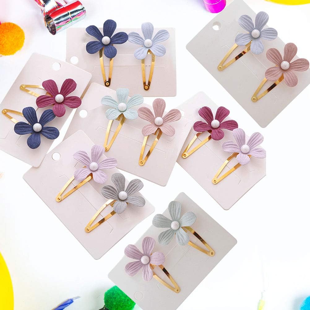 Snap Hair Clips,14pcs Colorful Mini Hair Clips Flower Manmade Pearl Barrettes Hairpins for Girls Women, Assorted Color - Image 3