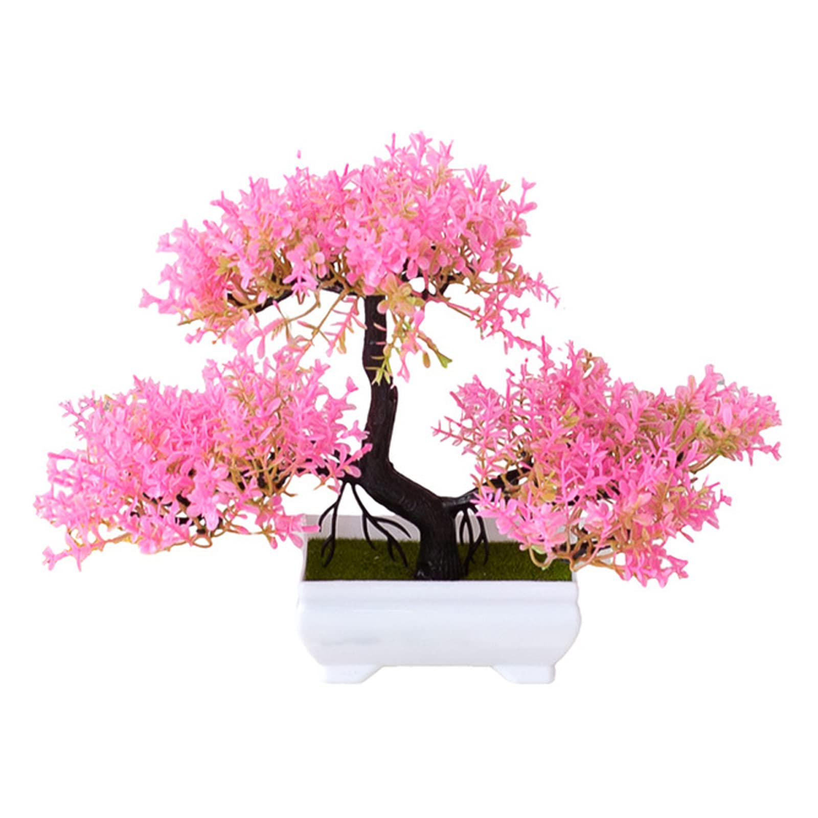 Verve Jelly Artificial Plants Mini Fake Bonsai Cedar Flower Pine Tree Plant Japanese Cedar Bonsai Plant for Home Office Desk Table Decor, Pink 1