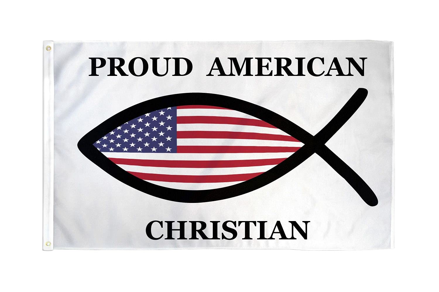 AZ FLAG - Proud American Christian Fish Flag - 3x5 Ft - 100D Polyester American Pride Banner with Two Metal Grommets - Fade Resistant - Vivid Colors - 3' x 5' Feet - 150x90 Cm