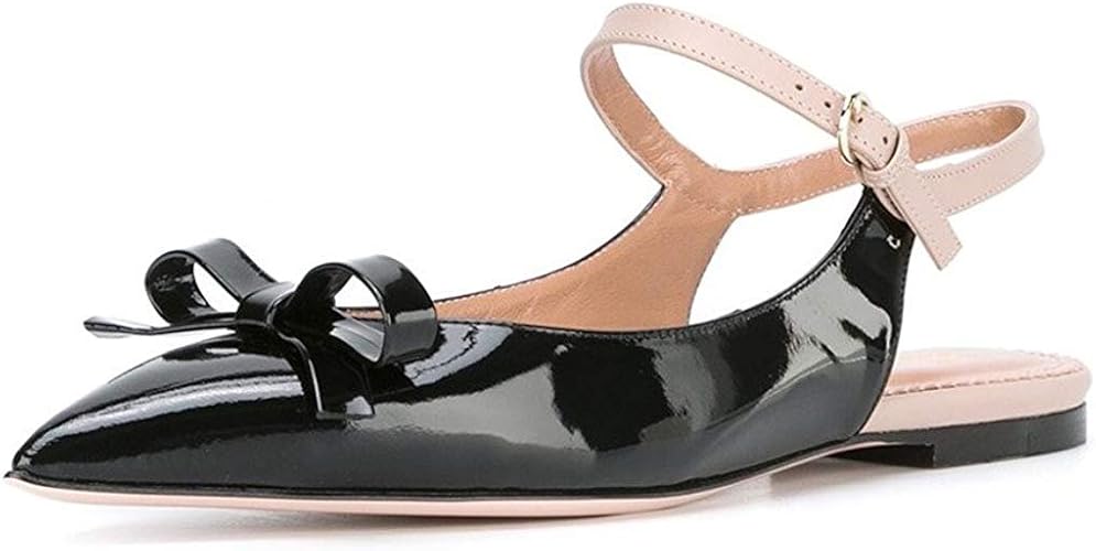Amazon Com Xyd Women Pointed Toe Bows Flats Ankle Strap Open