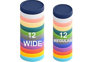 24PCS Colored Plastic Mason Jar Lids with Silicone Gaskets, BetterJonny 12 Wide Mouth & 12 Regular Mouth, 86mm &70mm, Leak Pr