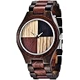 Dentily Wooden Watches for Men Handmade Colorful Bamboo Engraved Wood Watch Analog Quartz Men's Wooden Watch