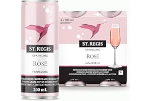 St. Regis Non Alcoholic Sparkling Rosé Wine | Strawberry & Floral Notes | Dealcoholized | 4 x 200ml Cans | Single Serve