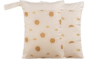 Opgroeie Wet Dry Bags with Two Zippered Pockets and Handle, Reusable Storage Bag for Breast Pump Parts & Baby Items, Waterproof Diaper Bags, Yoga Gym Bag for Swimsuits or Wet Clothes-2pcs, 11.8*15.75"