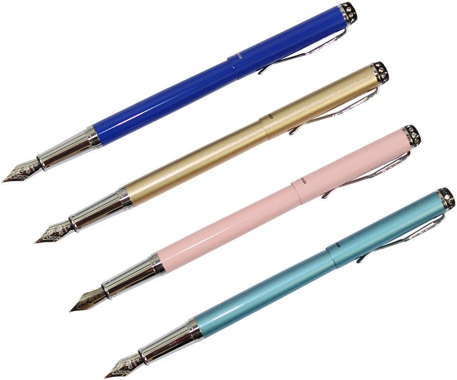 Ranvi 301 Fountain Pens Diversity Set Diamond Cap, 4 PCS, 4 Colors (Sky Blue, Pink, Blue, Gold), 1 count (Pack of 4)