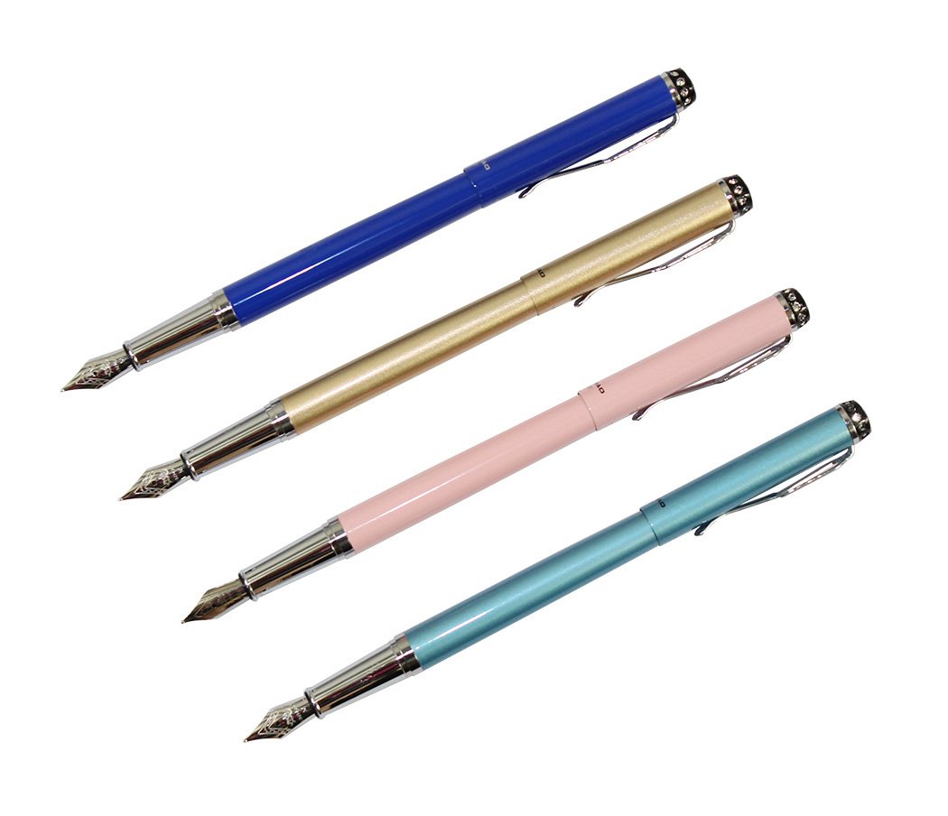 Ranvi 301 Fountain Pens Diversity Set Diamond Cap, 4 PCS, 4 Colors (Sky Blue, Pink, Blue, Gold).