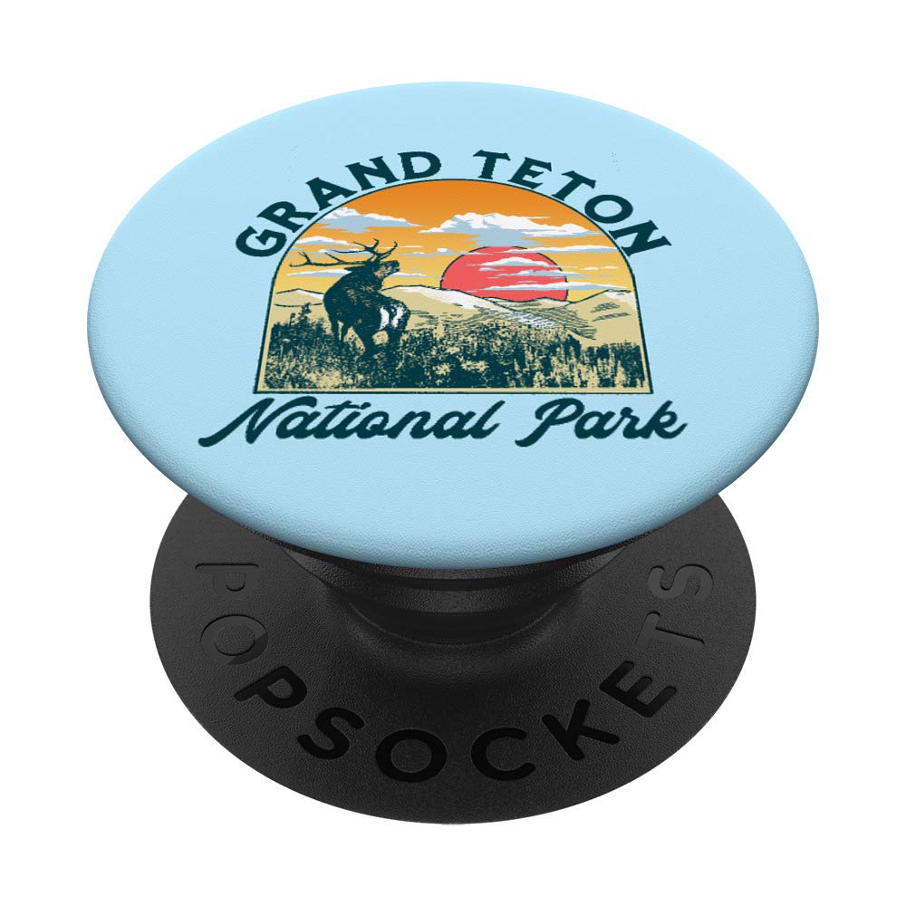 Grand Teton National Park Elk Vintage Artistic Graphic PopSockets Grip and Stand for Phones and Tablets