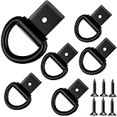 VEEBELL D Ring Tie Down Anchors 1/4" Heavy Duty Steel Hooks 2400 lbs Capacity Surface Mount Lashing Rings for Truck, Trailer, Camper, SUV, Boat, Van, Garage, Cargo Control with Screws（6 Pack）