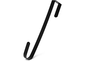 R N' D TOYS RN'D Over Door Wreath Hanger Hook - Thin Metal Overdoor Wreath Holder Seasonal Hooks for Front or Back Door (Black, 12")