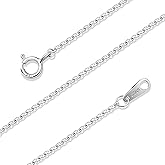 Fiusem 925 Sterling Silver Cable Chain Necklace for Women, 1 mm Thin Necklace Chain 16, 18, 20, 22, 24 Inch