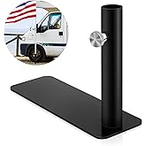 Yaocom 1 Pcs Portable Flagpole Tire Mount Metal Stand Holder with 10 Inches Height Base Fits 1.5'' Diameter Flag Pole for Car Camping Tailgating (Black)