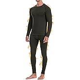 EoBeKee Mens Thermal Underwear Set - Fleece Lined Long Johns Thermals Top and Bottom Base Layer for Cold Weather Winter Ski