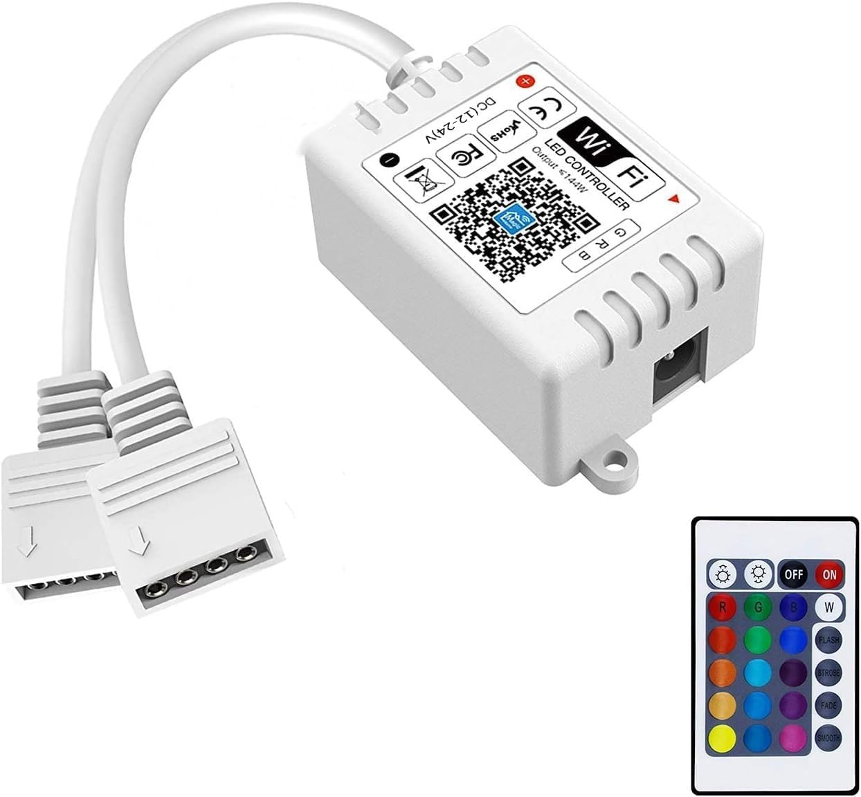 Photo 1 of iNextStation Smart RGB WiFi LED Controller 4-Pin Output Compatible with Alexa/Google Home Assistant/IFTTT Android/iOS for SMD 3535 5050 2835 Color Changing LED Strip Lights (2-Port)