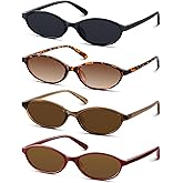 KUGUAOK Retro Oval Sunglasses for Women 90s Design Small Cat Eye Sun Glasses UV Protection Y2k Trendy Narrow Shades