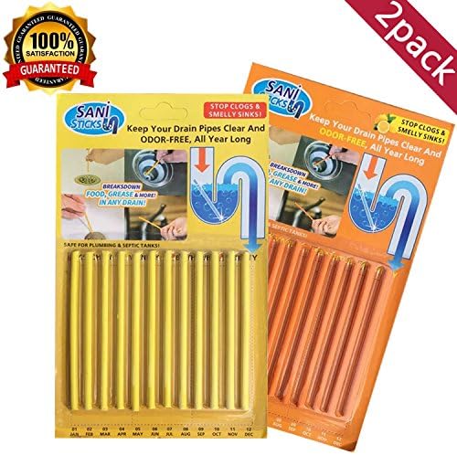 Drain Cleaner Strick,Clean Batonnet Deodorizer Package, 24 Pack. As Seen on TV Keeps Drains Pipes Clear(24pack)