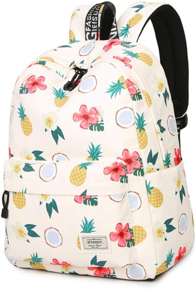 Waterproof USB Charging Anti-Theft Backpack Ladies Pineapple Printing Travel School Backpack