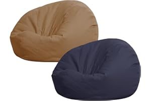 Sliner 2 Pcs Stuffed Animal Storage Bean Bag Chair Cover for Kids Adults (no Filler) Large Stuffable Zipper Beanbag Cover for Organizing Plush Toys or Memory Foam(Coffee and Navy Blue, Small)