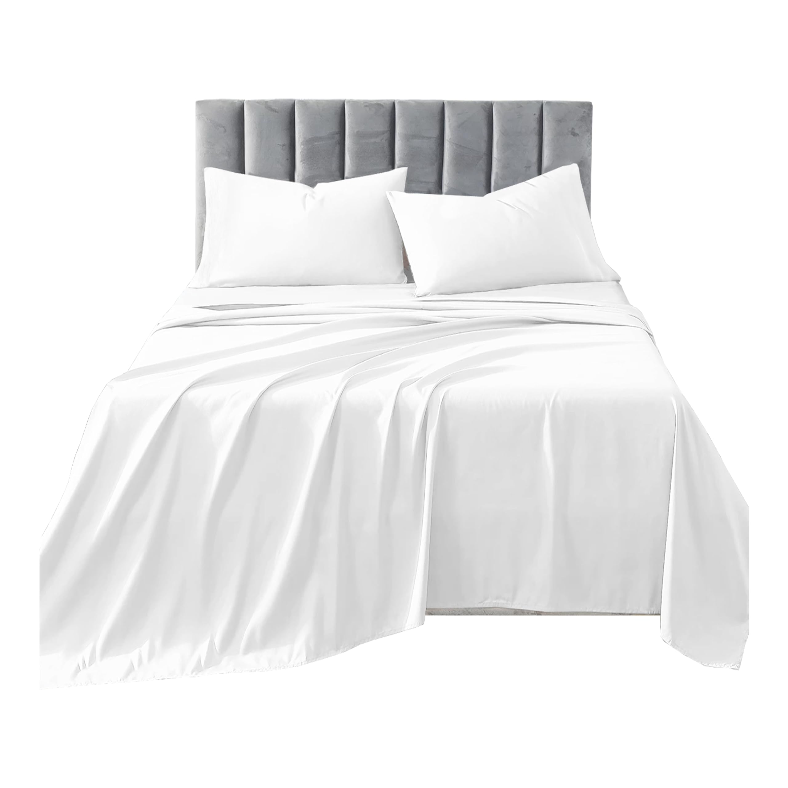 R&Z Plain Luxuary Polycotton Flat Sheets Single, Double, King, S King (White, Single)