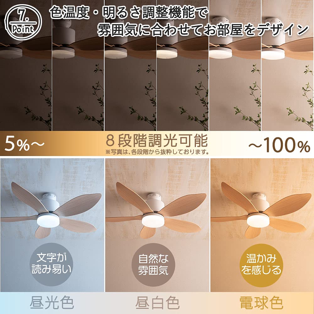 VENTOTA Folia NAxWH vo410579 Ceiling Fan Light with Remote Control, DC Motor Lighting with Fan, Light Weight, 6 Tatami (8 Tatami), LED, Dimmable, Toned