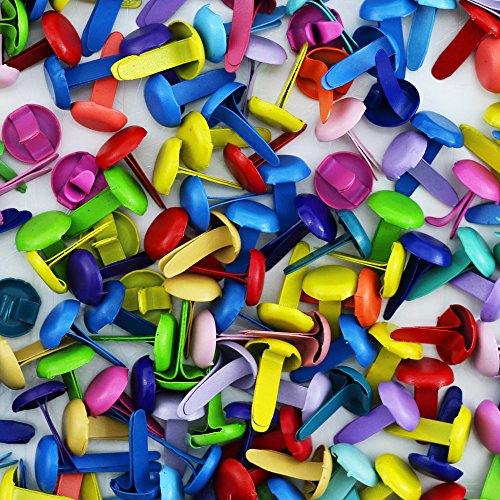 Yexpress 400 Pieces 8 x 12mm Assorted Bright Color Mini Brads Round Paper Fasteners Brass Pastel Metal Brads For Scrapbooking Crafts DIY Paper