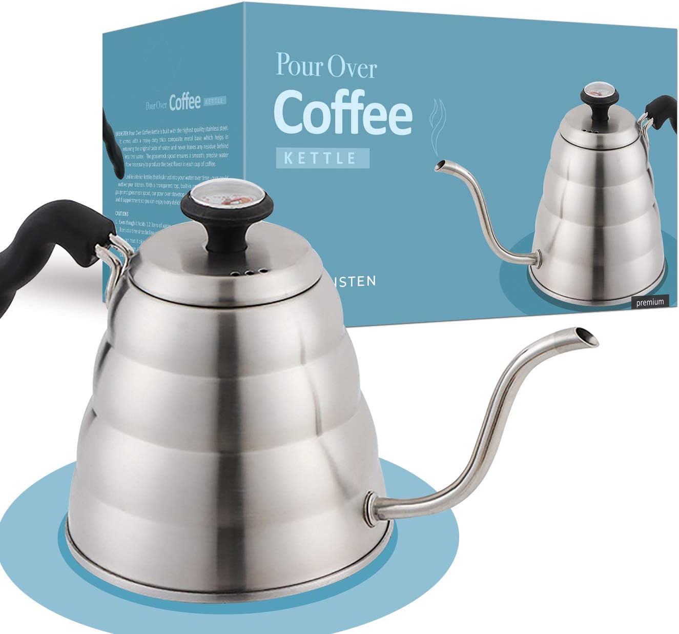 Pour Over Kettle - Hand Drip Tea and Coffee Kettle for Induction and all Stovetops - 40oz / 1200ml