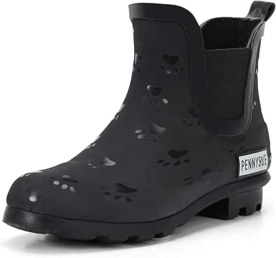 PENNYSUE Women's Ankle Rain boots Waterproof Chelsea Booties with Rubber Non-Slip Sole