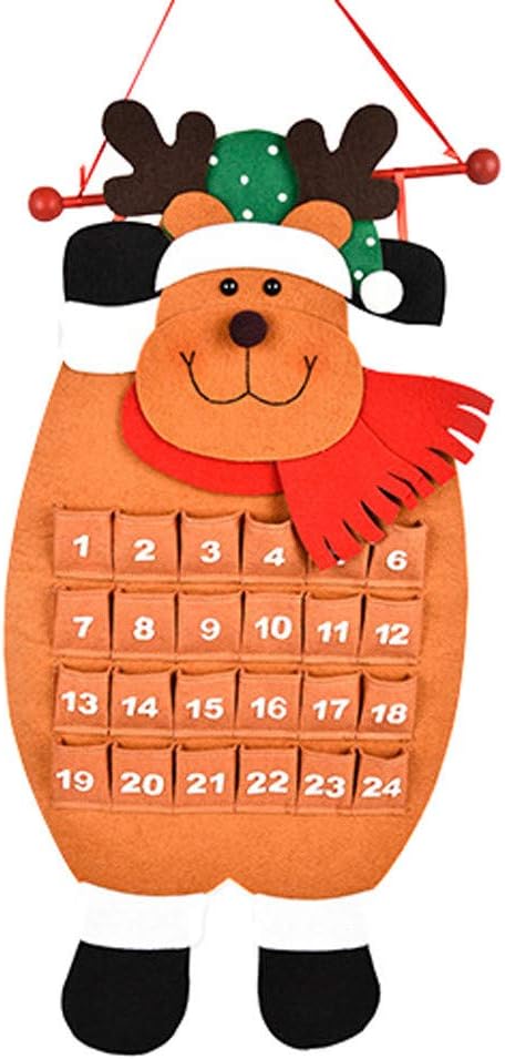 Wffo Christmas Old Man Snow Man Deer Calendar Advent Countdown Calendar (Orange)