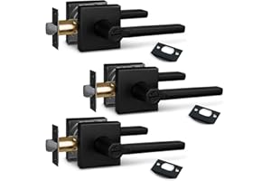 NEWBANG (3Pack) Bed/Bath Room Door Lever for Privacy Bathroom and Interior Door Door Lock Handle in Aged Matt Black, HD1601-DB-BK-3P