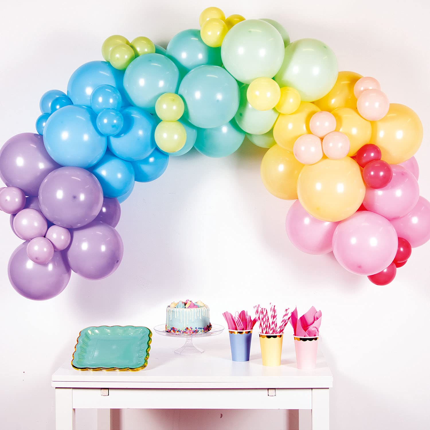 Amscan 9909314 Amscan 9909314 - Pastel Rainbow DIY Latex Balloon Arch Garland Kit - 78 Pieces