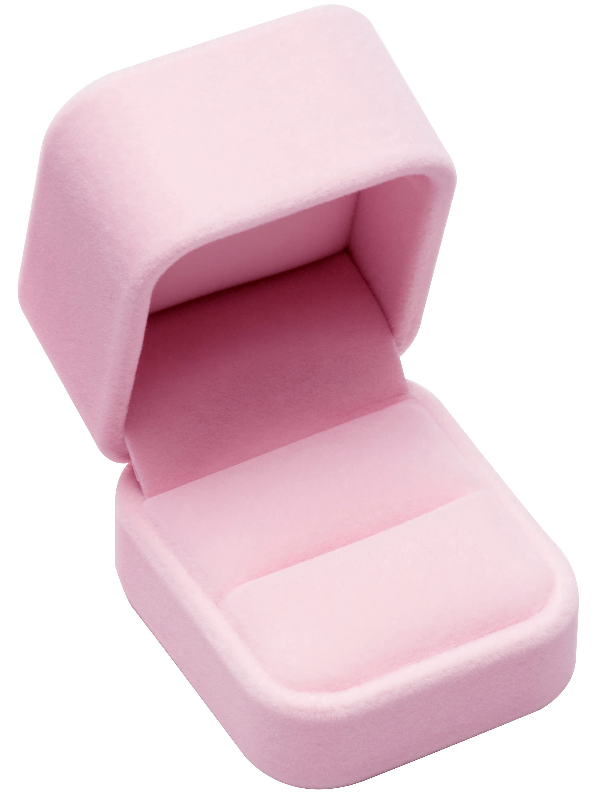 POKOFO Classic Velvet Engagement Ring Box Earring Jewelry Case Gift Box (Pink)
