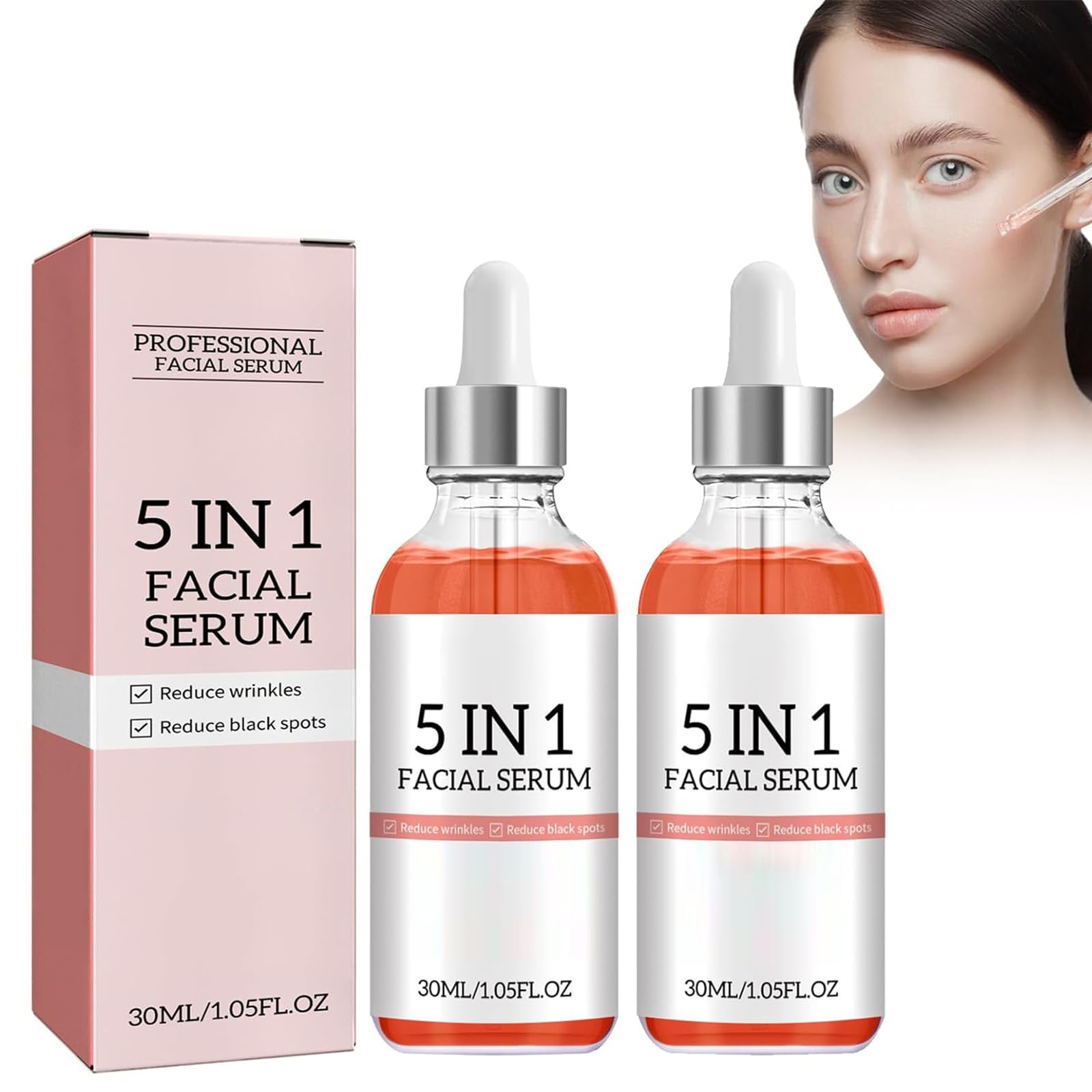 2Pc 5-In-1 Facial Serum,Anti-Aging Serum,Dark Spot Remover For The Face Facial Serum,5-In-1 Hyaluronic Acid Facial Serum,Anti-Aging Facial Serum,Improve Dull,Tired Skin