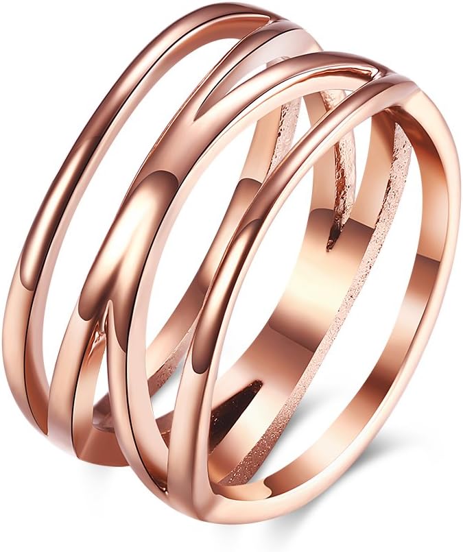 LZD 18K Rose Gold Stainless Steel Fashion Ring Women B461