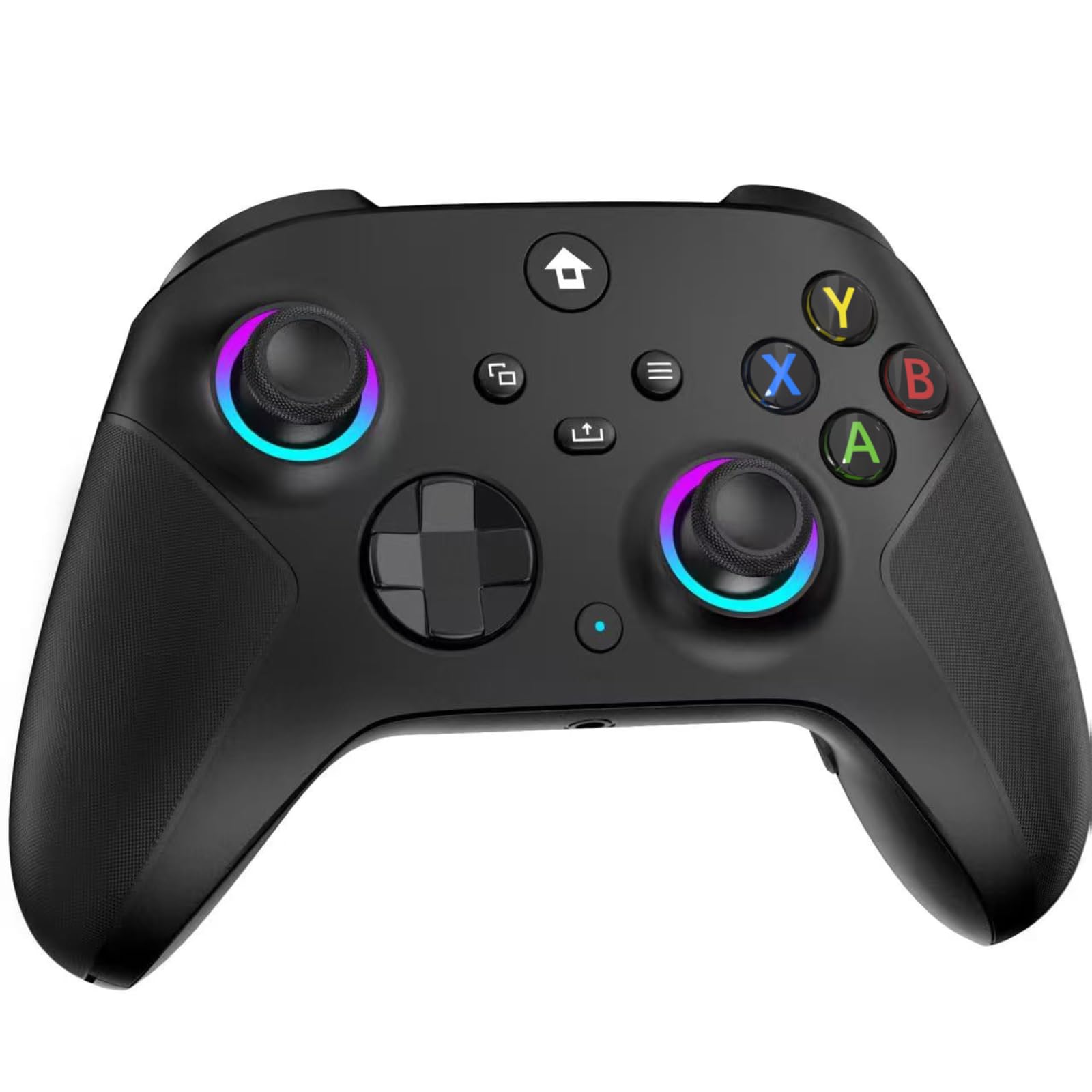 YUYIU Wireless 2.4GHz Controller with 7 Colors RGB Light for Xbox Controller, Xbox One Series X|S,Consoles,Steam PC Windows, with 1000mAh Battery/Dual Vib-ration/Turbo/Programmable, 3.5mm Audio Jack (BLACK)