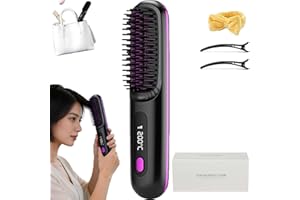2026 Brosse Chauffante Pour Cheveux,Styling Brush For Short Hair,Cordless Ceramic Heated Hair Straightening Comb,Usb Recharge