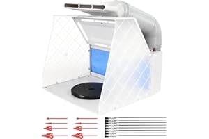 ABEST Airbrush Spray Booth Kit with 8 LED Lights & 16 Alligator Clips, Adjustable Speed Fan Paint Booth with Retractable Hose