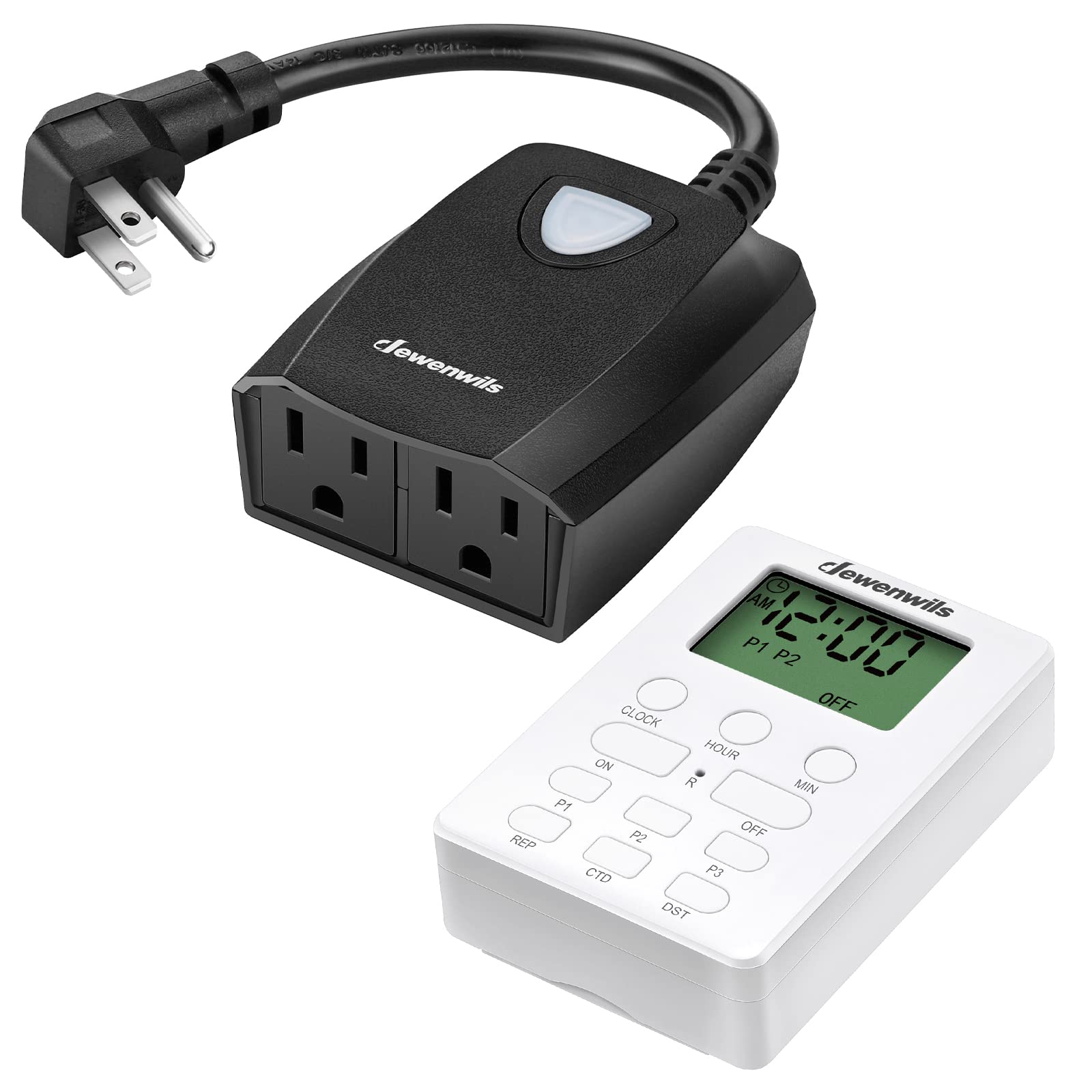 Photo 1 of DEWENWILS Outdoor Light Timer with Remote, ON/Off Repeat Cycle Outlet, Waterproof 100FT, Plug in Digital Timer for Holiday String Light, 1/2 HP, 15A, ETL Listed