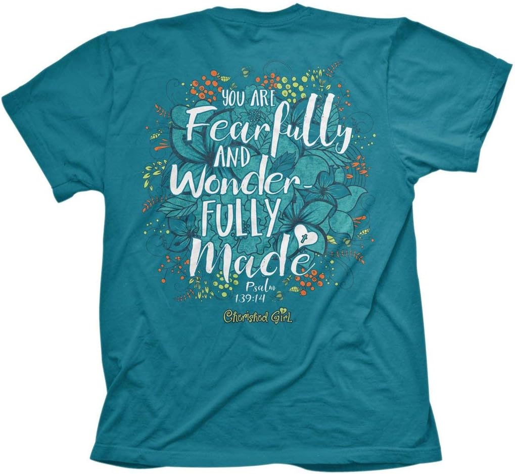 Cherished Girl Women's Wonderfully Made Flowers T-Shirt - Blue -SM