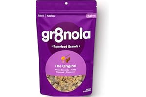 gr8nola THE ORIGINAL - Healthy, Low Sugar Granola Cereal - Made with Superfoods, Whole Almonds, Honey, Cinnamon and Flaxseed, Soy Free, Dairy Free and No Refined Sugar - 10oz Resealable Bag