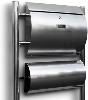 Edelstahl Standbriefkasten Briefkasten Postkasten Mailbox Letterbox Briefkastenanlage Freistehend Halbrund mit seperater Zeitungsrolle