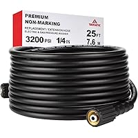 YAMATIC Pressure Washer Hose 25 FT 1/4" Kink Free M22 14mm Brass Thread, Replacement for Ryobi, Troy Bilt, Greenworks, Simpso
