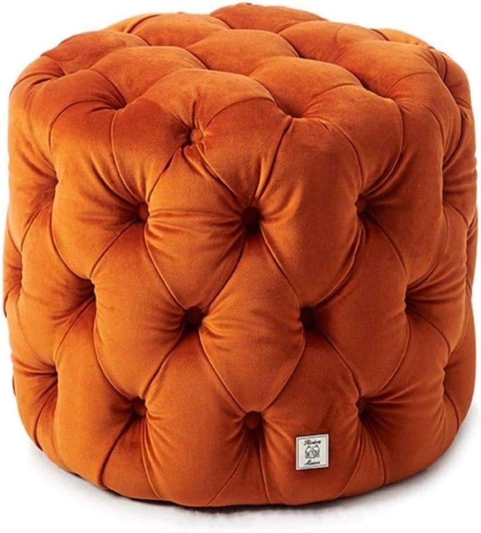 Banco de Taburete de Terciopelo Redondo otomano con botón para el hogar