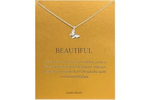 LANG XUAN Friendship Compass Necklace Good Luck Butterfly Pendant Chain Necklace with Message Card Gift Card for Women