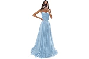 Boey Frek Sparkly Tulle Prom Dress Long Ball Gown Sequin Corset Formal Evening Gown with Slit for Women 2025