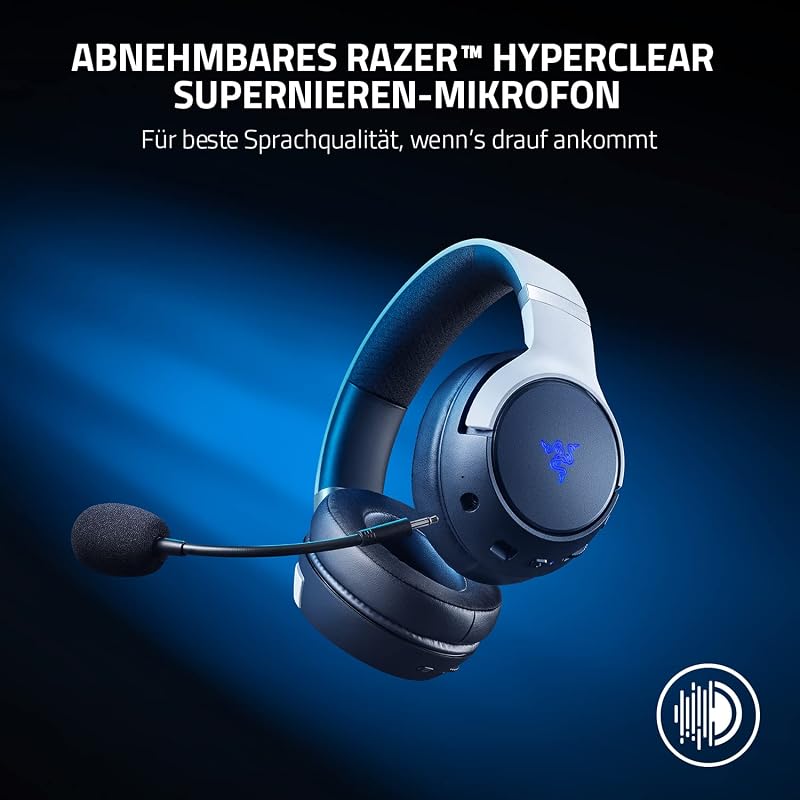 Kaira Pro - Dual Wireless PlayStation 5 Headset mit Haptik HyperSense, 50 mm-Treiber, Hyperclear Kardioiden-Mikrofon, Lautstärkeregler, SmartSwitch, RGB Chroma Schwarz-Weiß