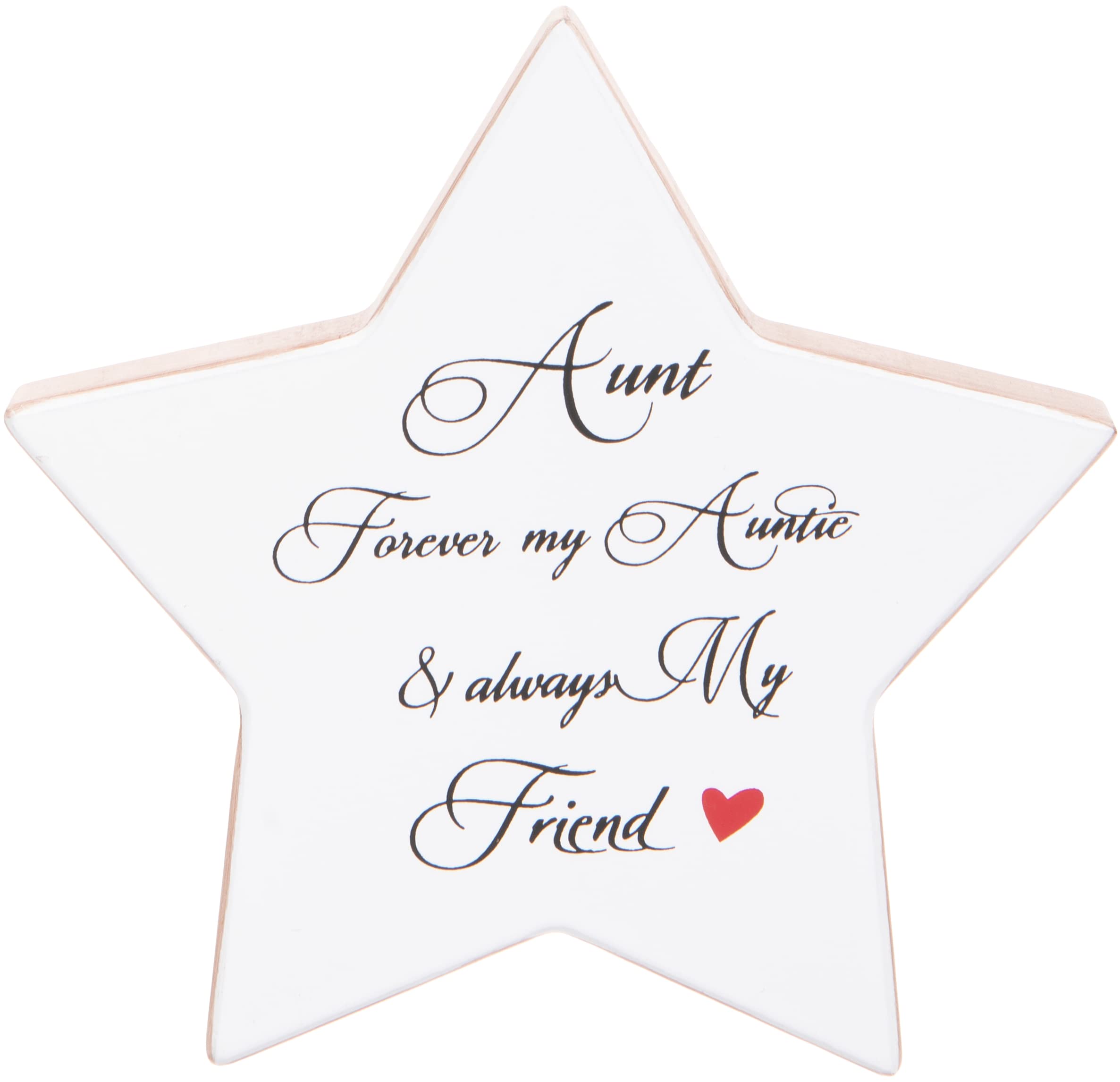 Aunt Star Shaped Gift Plaque, 16x16cm, White Wood Home Ornament Sentimental Verse